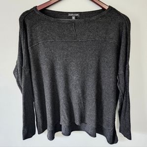 Eileen Fisher high low hemline gray stretchy sweater size XS